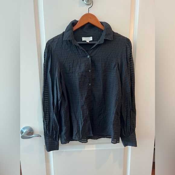 Paris Atelier & Other Stories Black Striped Blouse Button Up Sheer - Picture 2 of 16